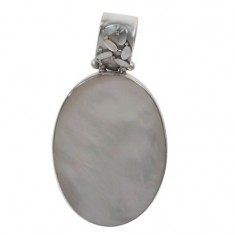 Oval Mother of Pearl Pendant, Sterling Silver